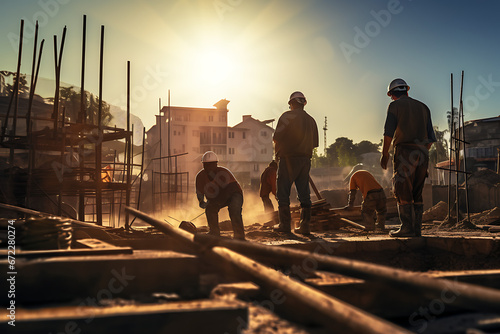 construction workers, working in construction, building buildings, houses, working on a construction site