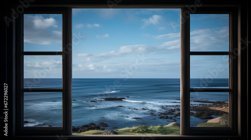 a Window Overlooking the Ocean. generative AI