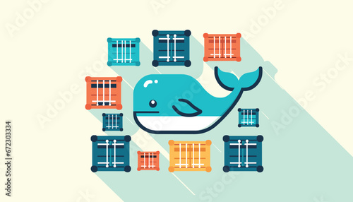 Containerization Concept with Docker Whale Vector