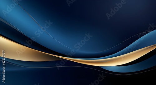 Abstract blue wave with golden strip line, luxury background 