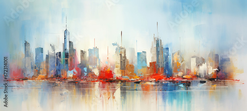 fantasy city abstraction in colors art