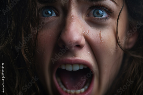 Femme effrayée et criant - Femme en colère