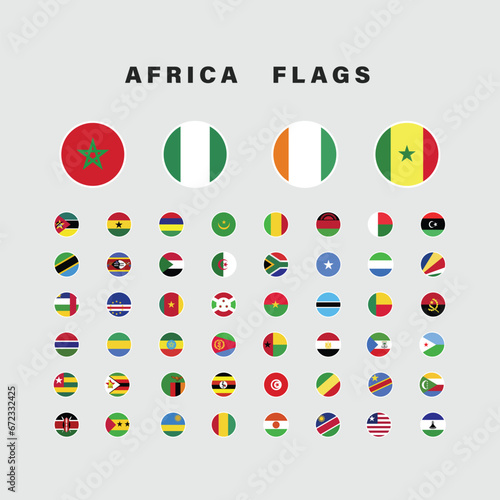 Set of Africa Flags with Rounded Shape