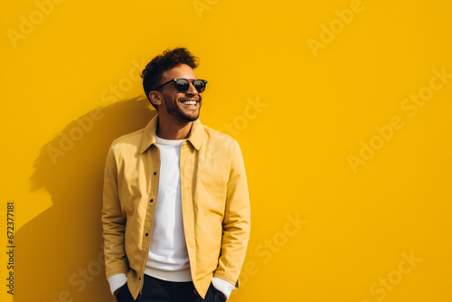 portrait of a man against a yellow background