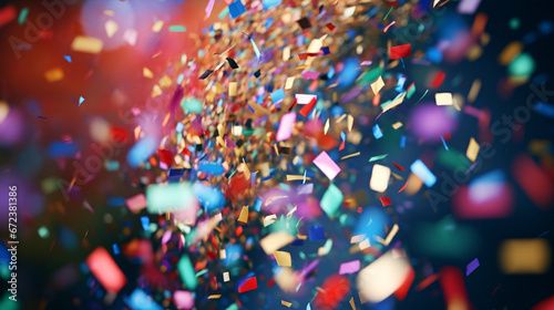 A vivid, captivating close-up of a gleaming confetti detonation, ideal for observance remarkable events or adding a merry touch to your creations.