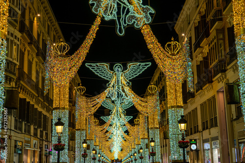 Christmas decorations on Marqués de Larios street in Malaga, Spain