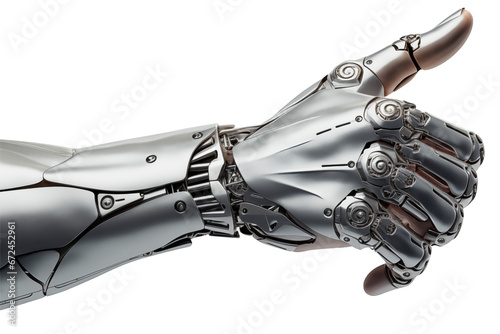 Realistic Exoskeleton robot hand PNG isolated on white and transparent background - sci-fi technology concept