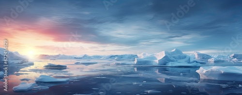 Arctic ocen with icebergs