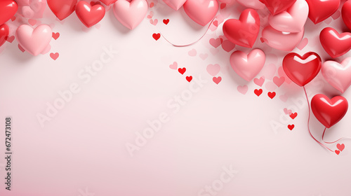 Valentine's day hearts ballons with copyspace, saint valentine and love background concept, blank space, hd