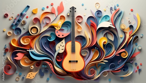 Abstract creative idea music or musical background. Colorful musical abstract illustration or paper art. 