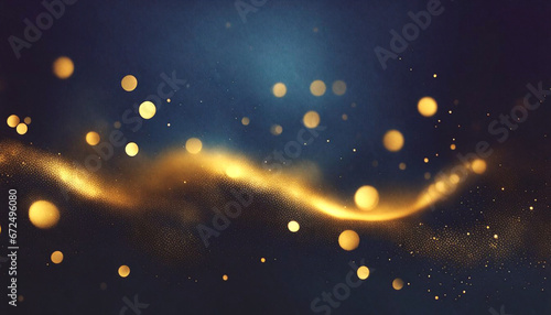 ダークブルーとゴールドの粒子の抽象的な背景。 金箔のテクスチャ。ボケ味。