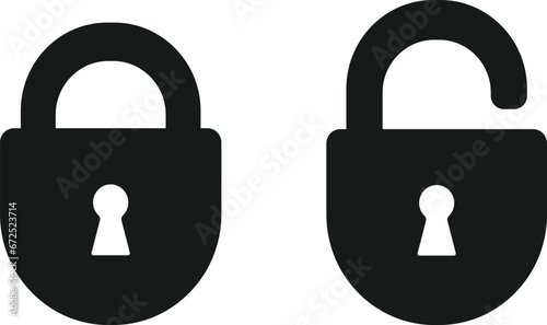 Set of Lock and Unlock vector, Black lock paddle 