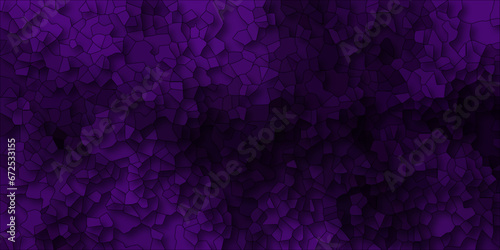 Dark purple and black Broken Stained Glass Background with White lines Voronoi diagram background. Seamless pattern with 3d shapes vector Vintage Illustration background. Geometric Retro tiles pattern