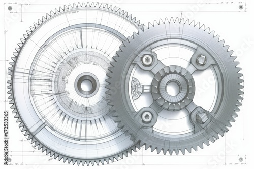 AI generated illustration of a gear wheel graphic displayed on a white background