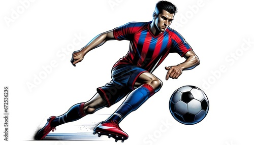 Soccer player in action with the soccer ball (futbol)