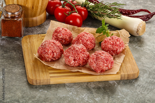 Raw beef meatball minced meat