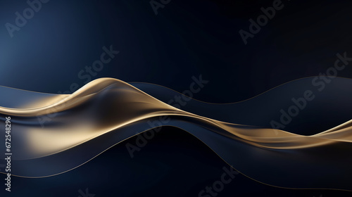 Gold and navy blue waves abstract luxury background