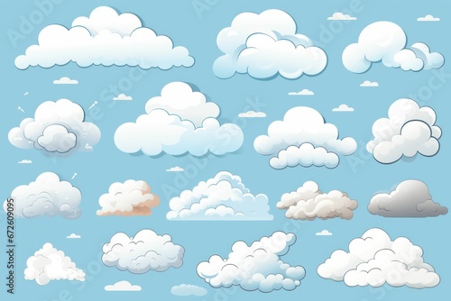 AI generated illustration of white fluffy clouds in the blue sky