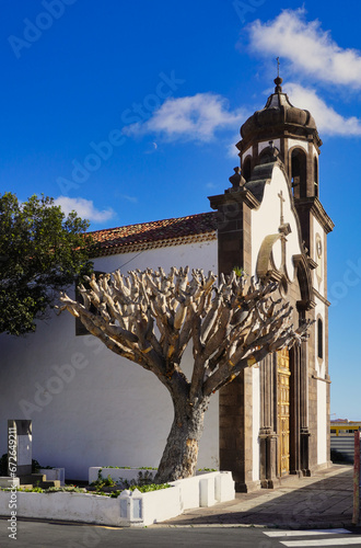 View of the church of San Juan Bautista. Arico. Tenerife. (Canary islands spain). It is an 18th century building declared a historical-artistic monument.
