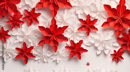 Czerwone kwiatowe tło origami. Tapeta na dzień niepodległości Polski