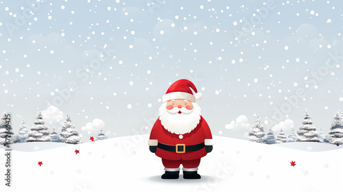 Ilustrowany Święty Mikołaj origami - mikołajki. Śnieżne tło na baner lub życzenia świąteczne.