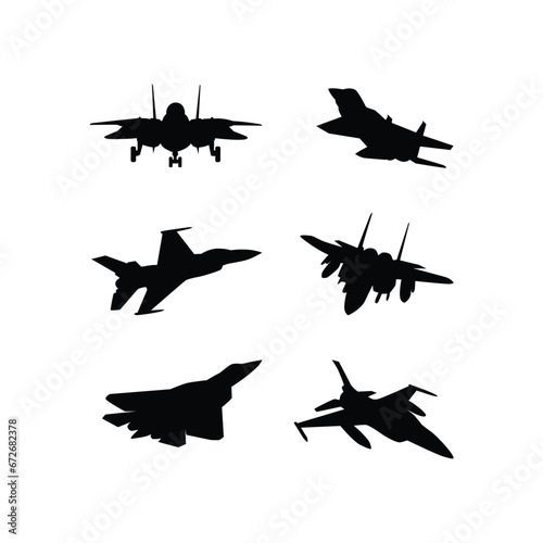 set of fighter jet vector illustration