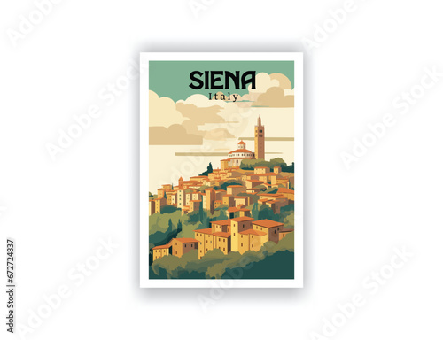 Siena, Italy. Vintage Travel Posters. Vector art. Famous Tourist Destinations Posters Art Prints Wall Art and Print Set Abstract Travel for Hikers Campers Living Room Decor