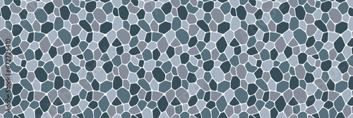 cobblestone paving seamless pattern vector illustration. Pebble repeated background. grey stone rubble template wallpaper for interior designs, landscaping, game and wall textures.