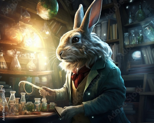 Rabbit Pharmacist dispensing medication and health advice