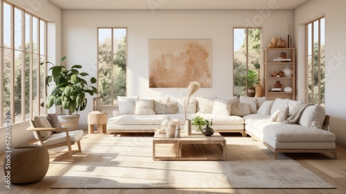 Nature-Inspired Interiors - Eco-friendly home decor, marrying style with sustainability for conscious living. Generative AI