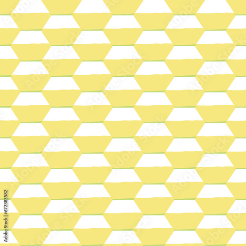 Abstract white trapezoid shape on yellow background