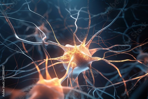 neuronn nerve is shown in color, ai generated