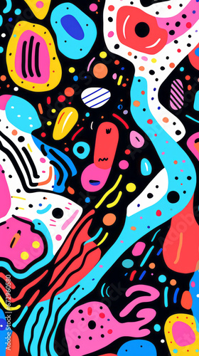 Quirky Colorful modern hand drawn trendy abstract pattern