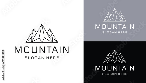 black Landscape Hills Mountain Peaks simple for business logo design.
