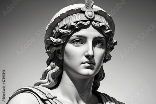 Athena marble statue, the ancient goddess of science and knowledge, Athens Greece. Athena the ancient Greek goddess. Statue of greek goddess.