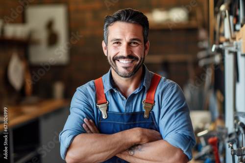 Proud and smiling plumber, a portrait of a handyman