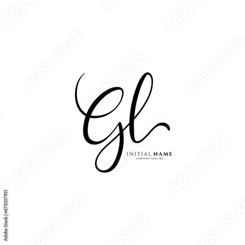 GL initial signature logo. Handwritten monogram vector