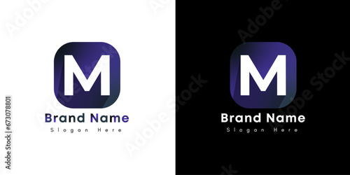 M letter gradient alphabet logo for company