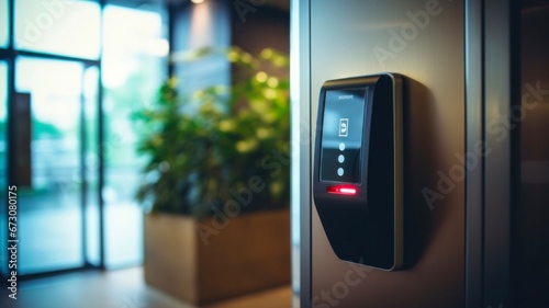 Secure Access: Office Building Entrance Door with Card Reader System