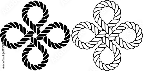 four leaf clover rope knot icon set