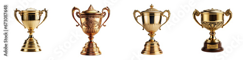 Gold trophy cup Hyperrealistic Highly Detailed Isolated On Transparent Background Png File