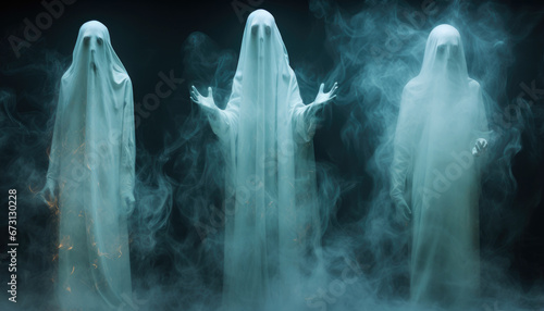 Surreal photo of three ghosts
