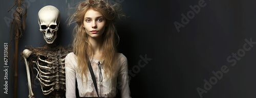 Young sad thin woman. Disease bulimia nervosa, healthy body diet. AI generated.