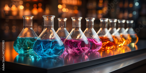  A Chemistry Laboratory Background Featuring Mysterious Fluids Enclosed in Flasks and Test Tubes