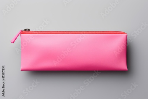 pink pencil case mockup on white background