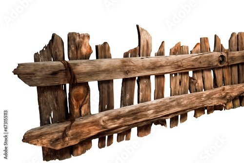 Old wooden fence isolated transparent png