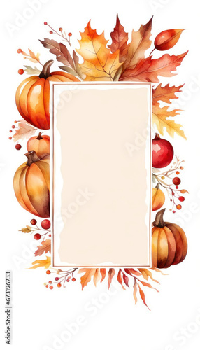 Autumn or thanksgiving letter background with pumpkins and leaves