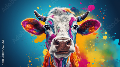 creative poster with colorful cow