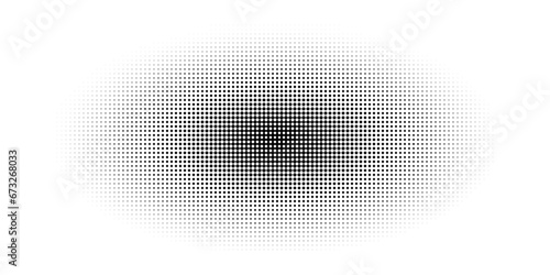 Abstract halftone oval with blur along the outer edge with diamond texture. Vector illustration with a square mosaic pattern.