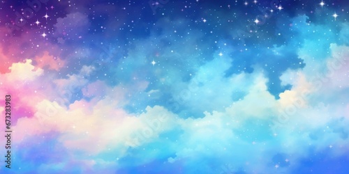 colorful sky starry sky and clouds glitter illustration background space, Generative AI